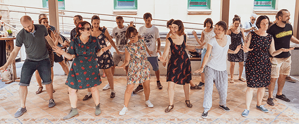 A group dancing in the Pation